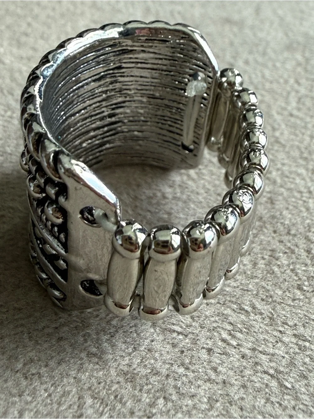 Sterling-Style Multi-Row Silver Band Ring - Silver